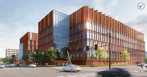 Rendering of the Pennovation Works building